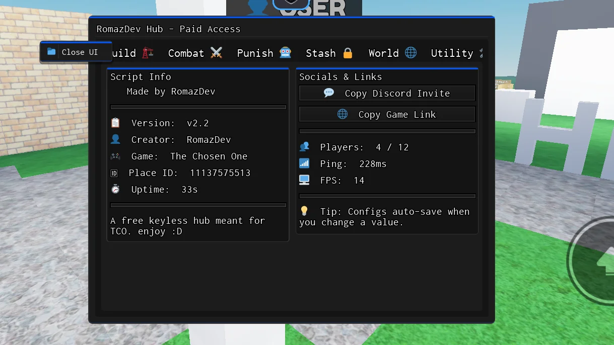 [Verified] RomazDev Hub – The Chosen One Script [No Key]