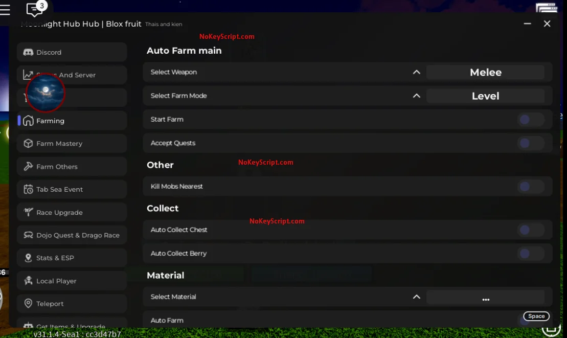 Moonlight Hub – Blox Fruits Script – No Key, Auto Farm