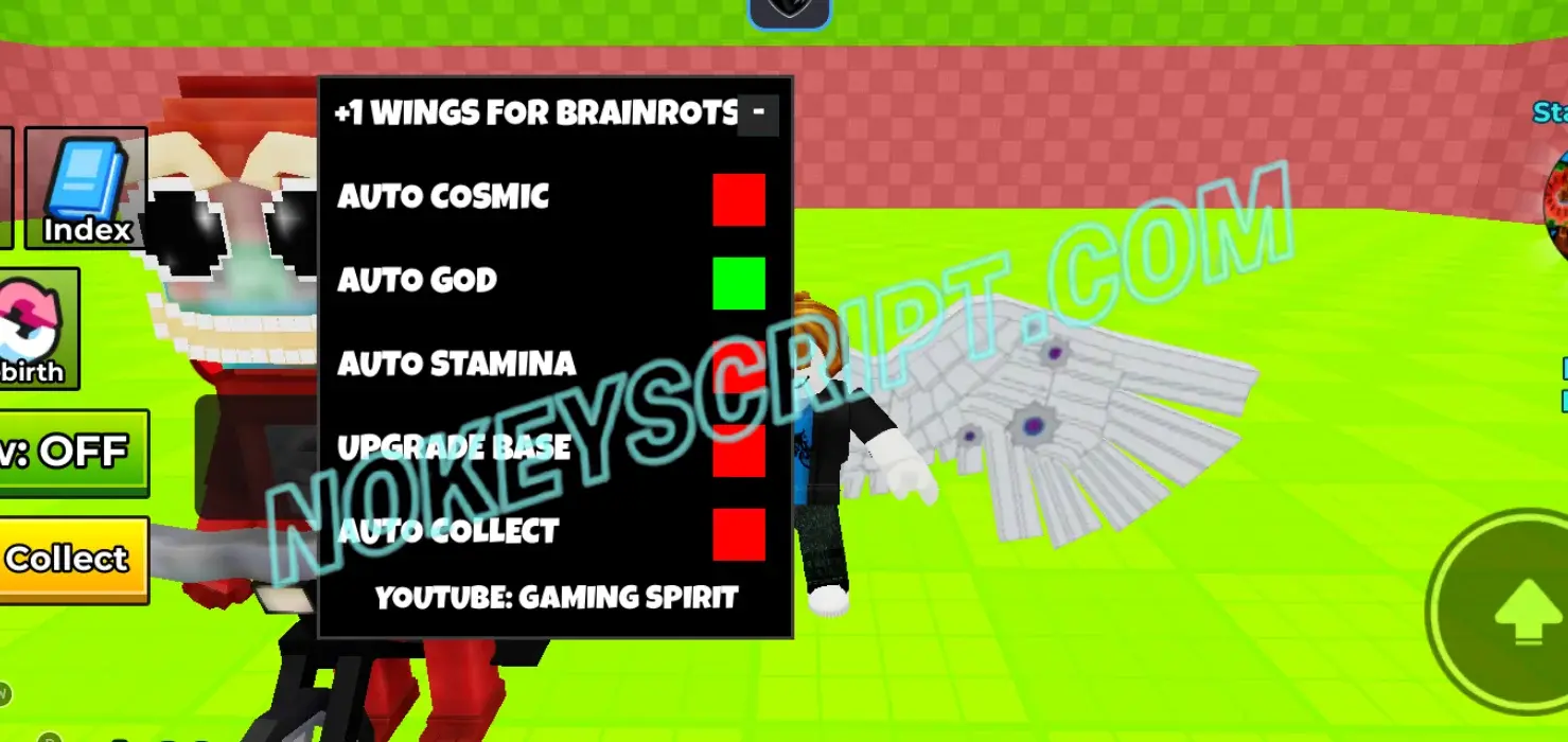 +1 Wings for Brainrots Script Gaming Spirit – Auto Stamina, Auto Collect Cash
