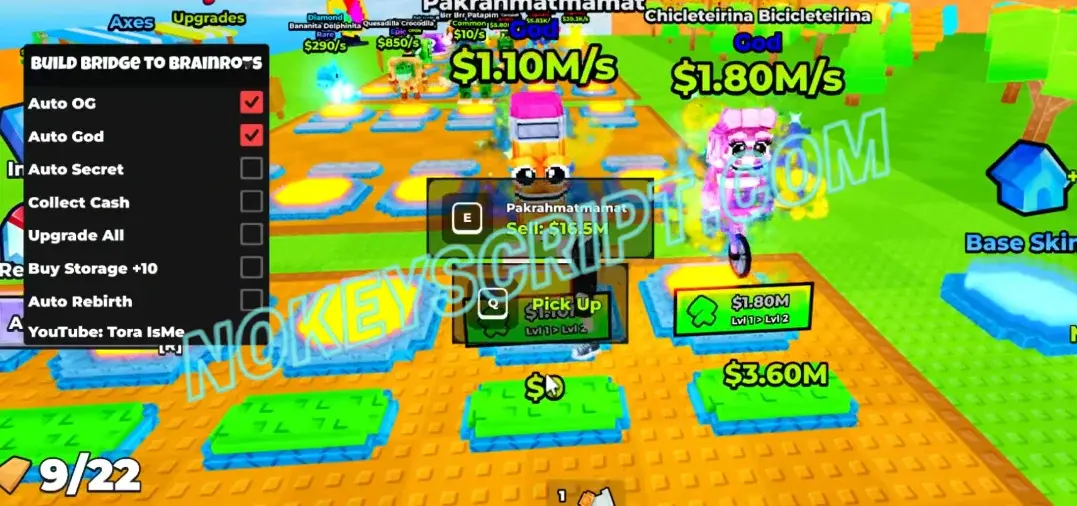 Build Bridge to Brainrots Script Tora Isme [No-Key, Auto OG]