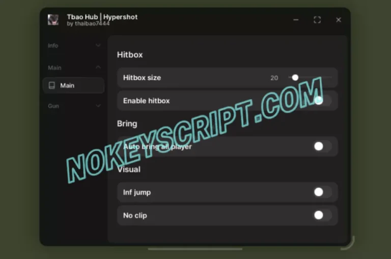 Hypershot Script Tbao Hub [No Key] – Hitbox Expander, Gun Mods