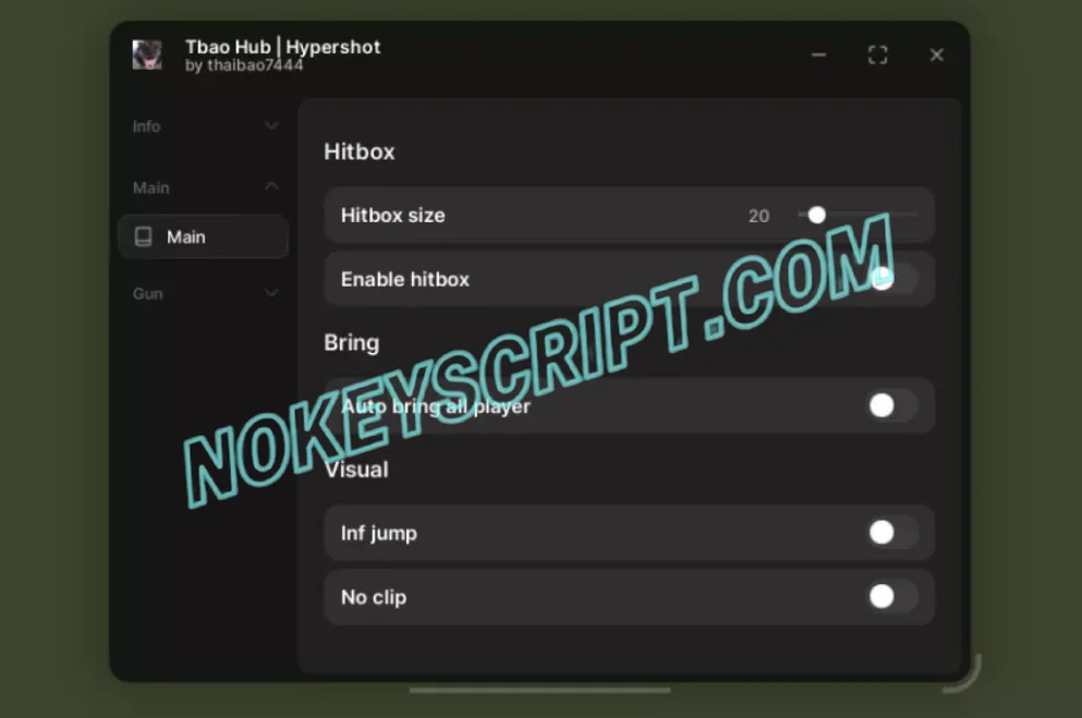 Hypershot Script Tbao Hub [No Key] – Hitbox Expander, Gun Mods