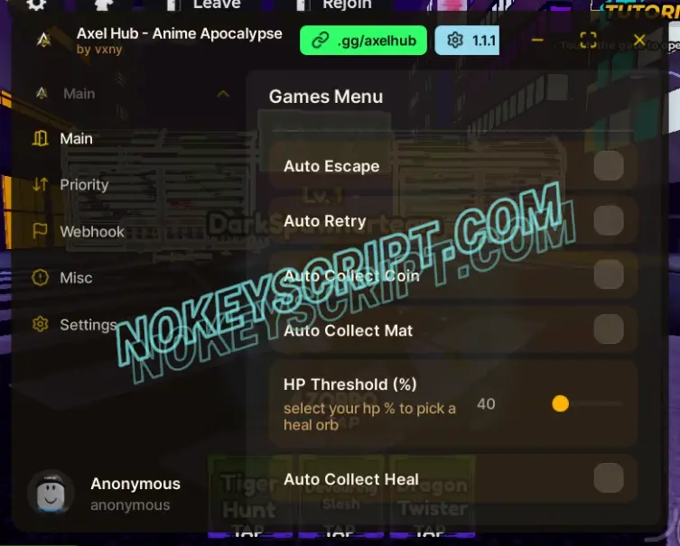 Anime Apocalypse Script AxelHub [No Key] – Auto Farm