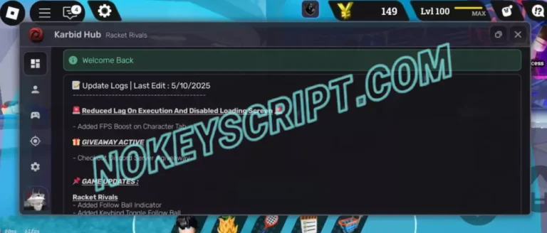 Karbid Hub – Racket Rivals Script – Magnet Pull, Aimbot, FPS