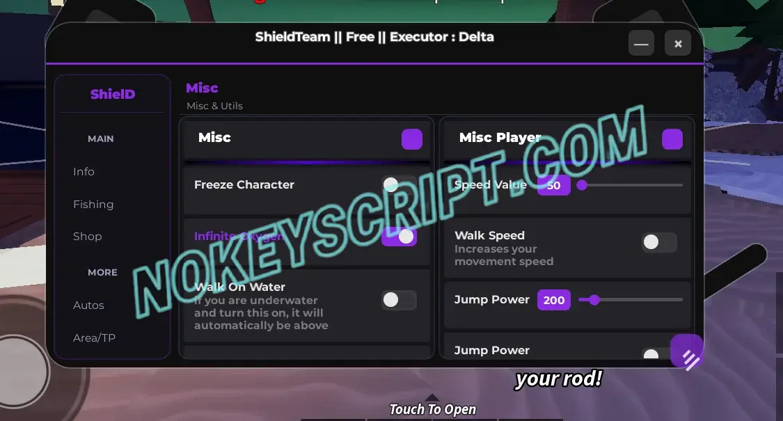 Fisch Keyless Script Shieldteam – Infinite Oxygen, Freeze Character