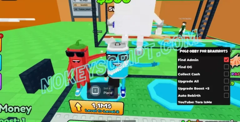 Pole Obby for Brainrots Script Tora IsMe [No Key] – Collect Cash