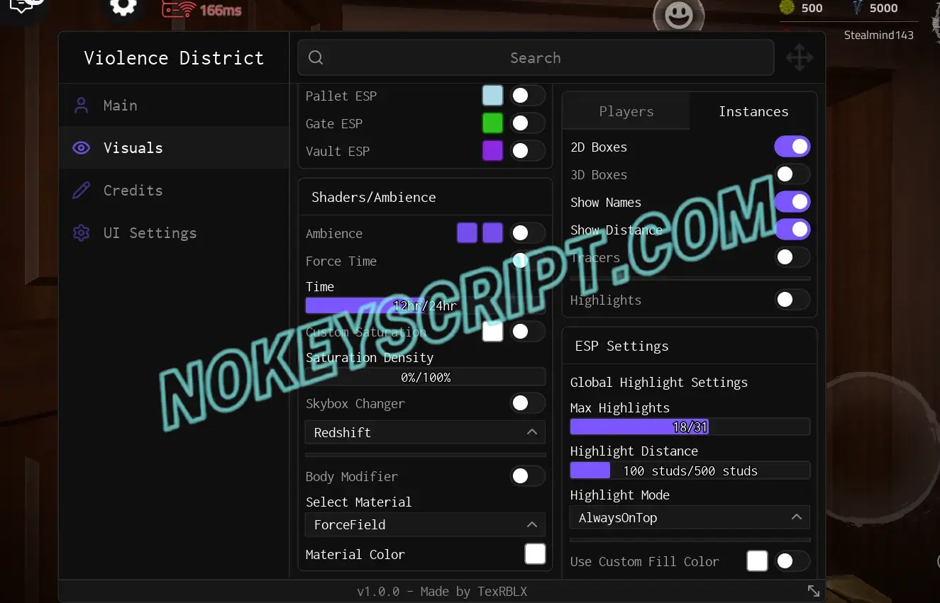 Violence District Script [No- Key, Emotes, ESP]