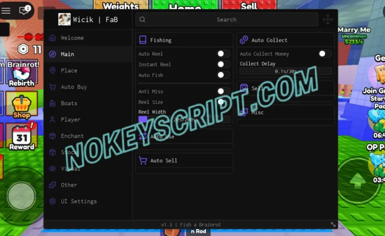 Fish A Brainrot Script Wicik [No Key] –  Auto Fish, Auto Sell