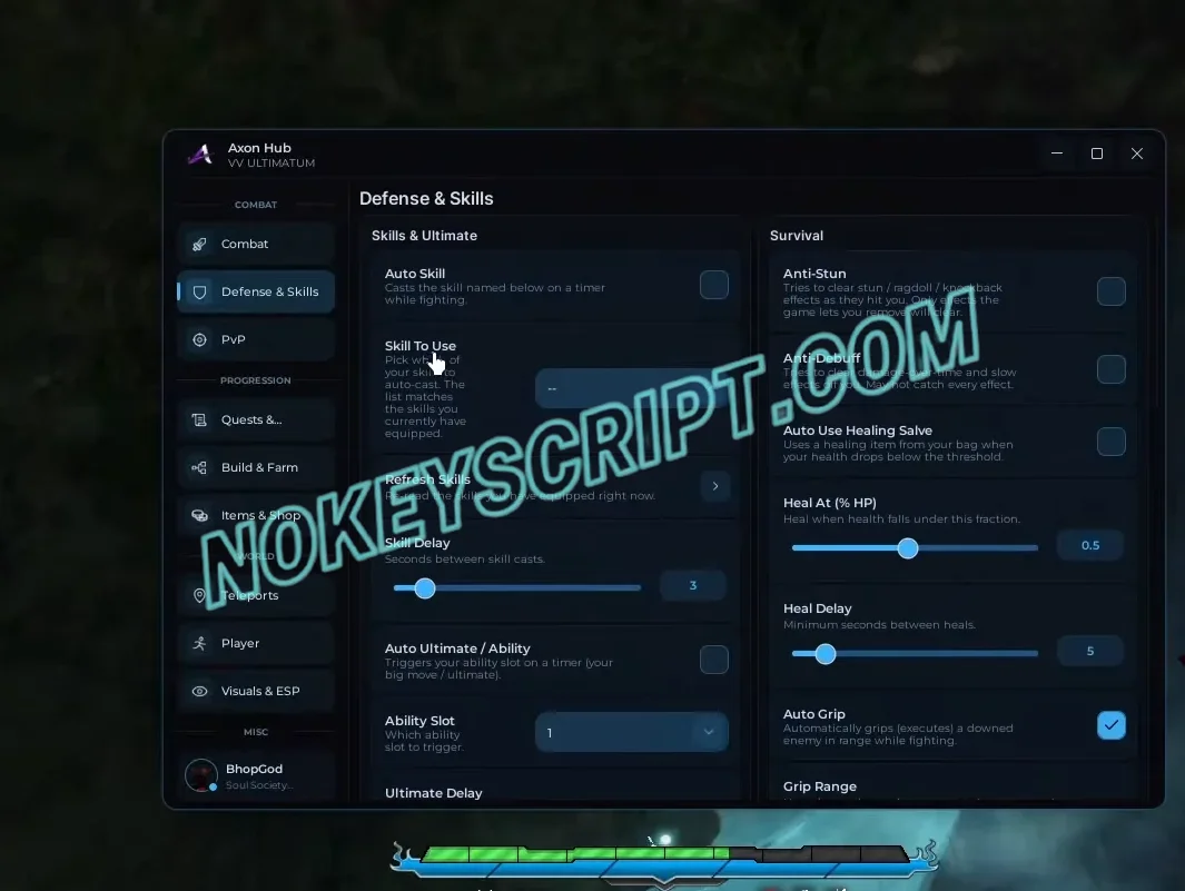 VV Ultimatum Script Axon Hub – Auto Attack, Auto Kill