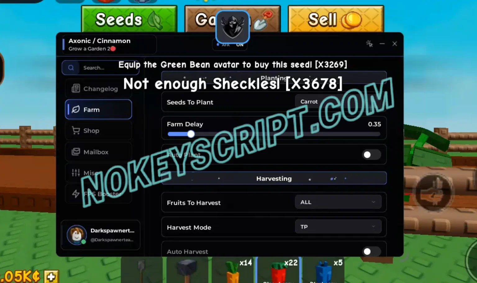 Grow a Garden 2 Script Axonic Hub [No Key] – Auto Sell