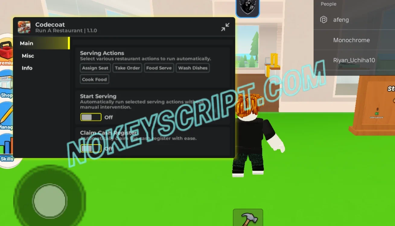 Run a Restaurant Script Codecoat [No Key] – Serving Action, Fast NPCs