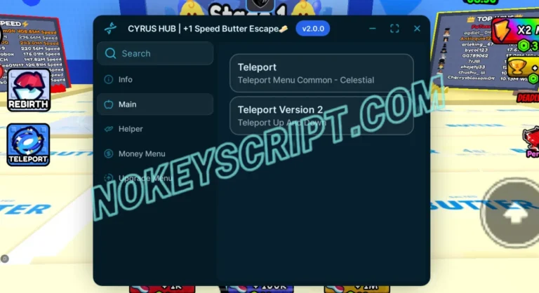 +1 Speed Butter Escape Script Cyrus Hub [No Key] – Teleport