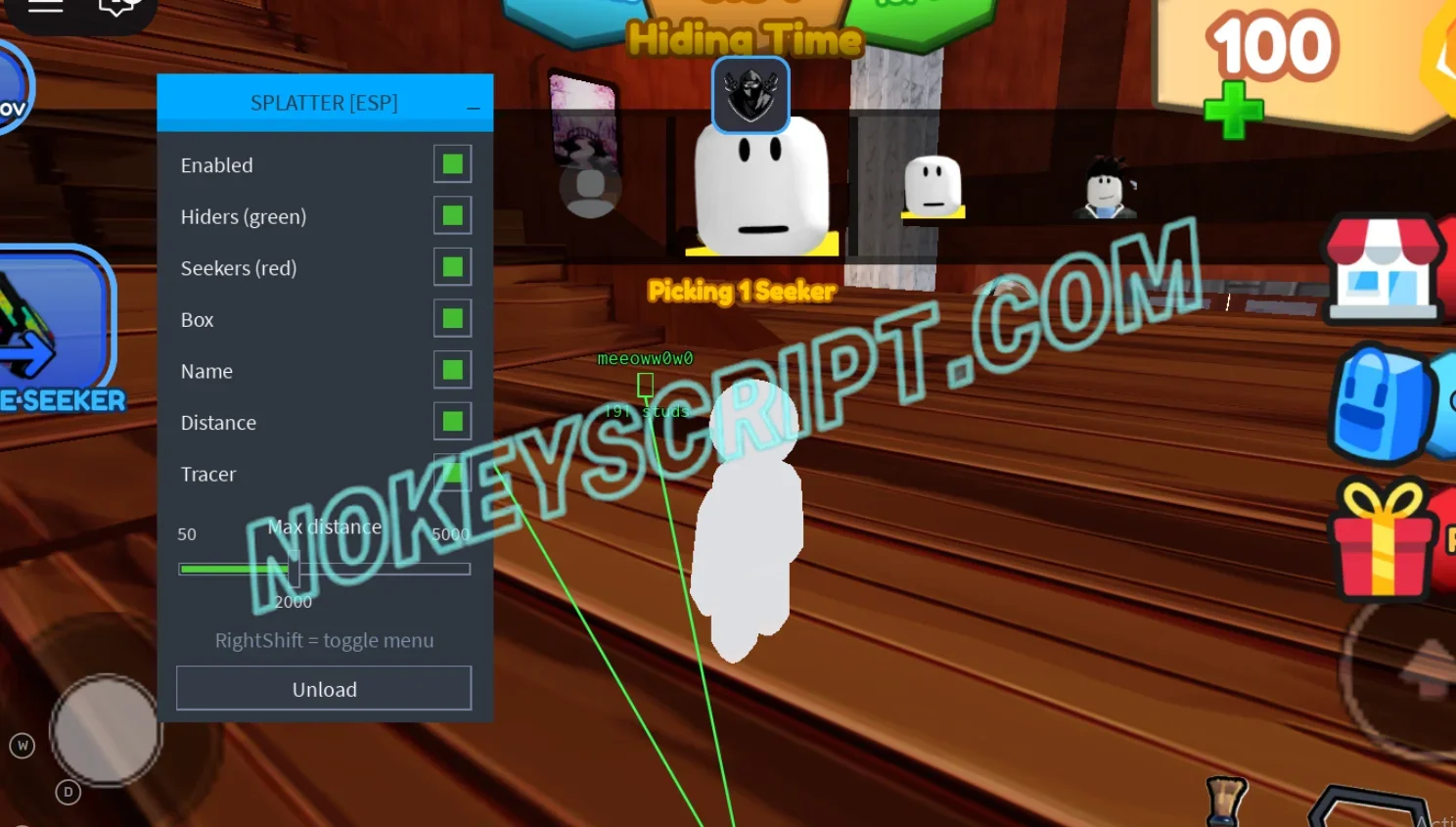 SPLATTER Script NO KEY – Enable Hiders and Seekers, ESP