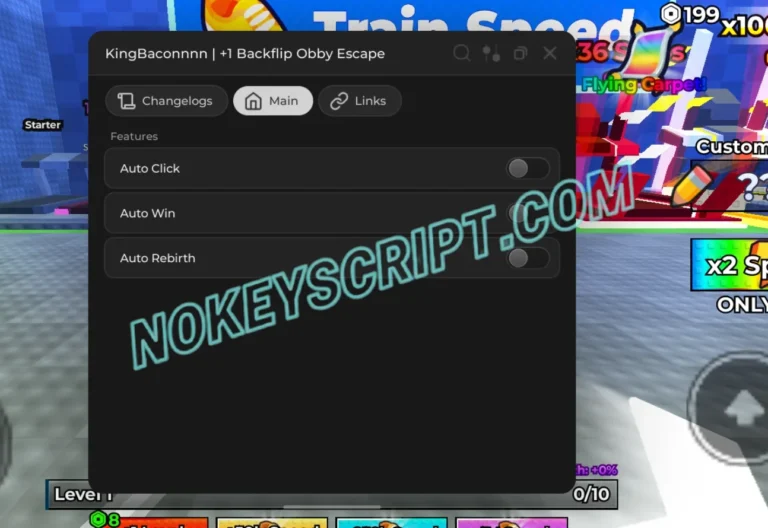 +1 Backflip Obby Escape KingBaconnnn – Auto Click, Auto Win