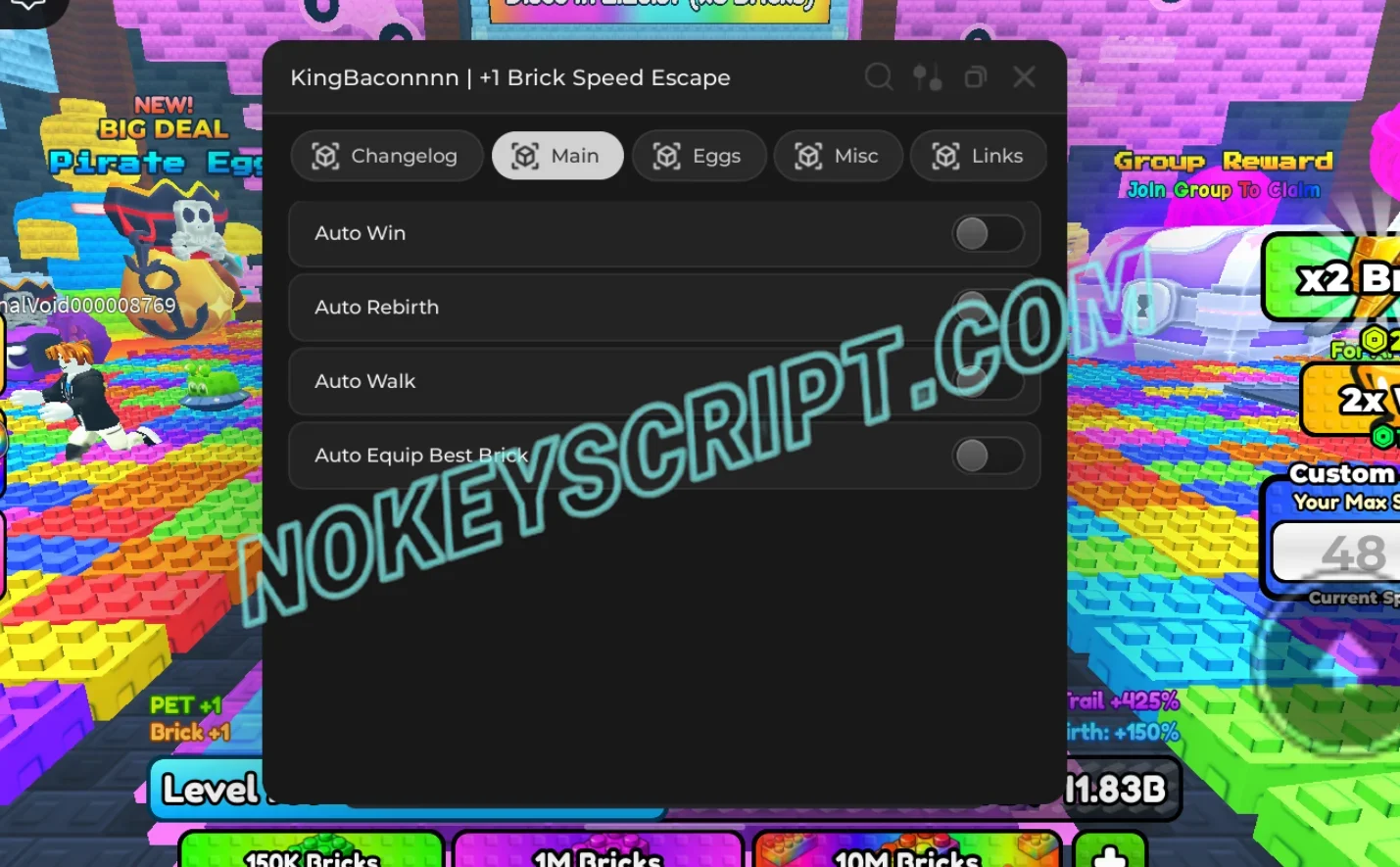 +1 Speed Brick Escape Script KingBaconnnn [No Key] – Auto Walk