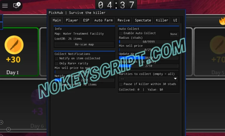 Survive the Killer Script PickHub [No Key] – Killer Radar, Killer Spy