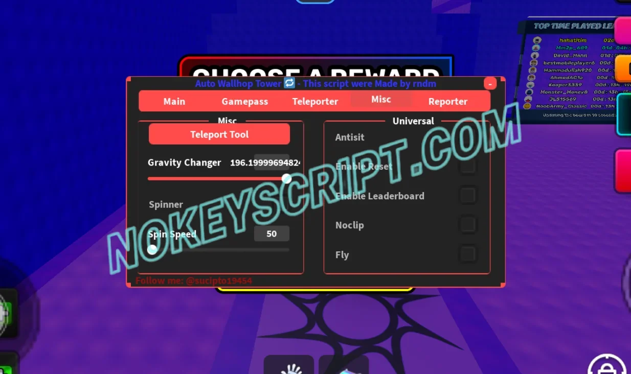 Auto Wallhop Tower Script RNDM [No Key] – Fly, ESP, FOV