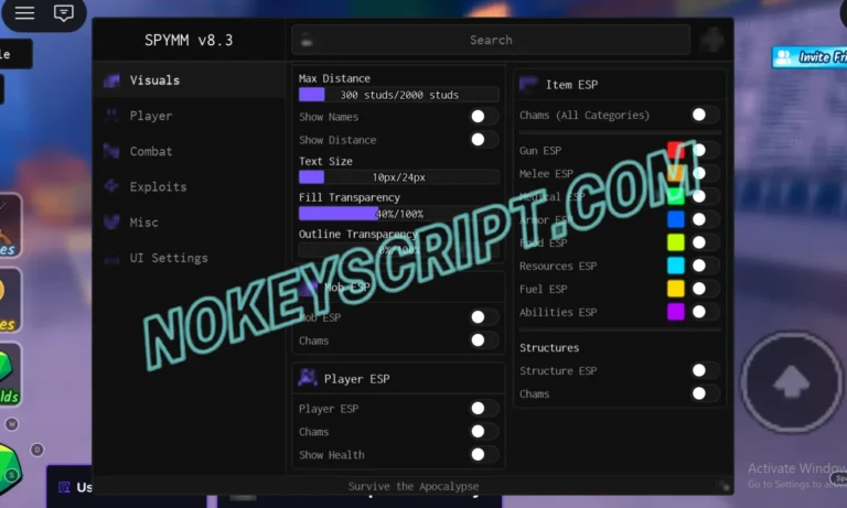 Survive the Apocalypse Script SPYMM Hub [NO KEY] – Aimbot