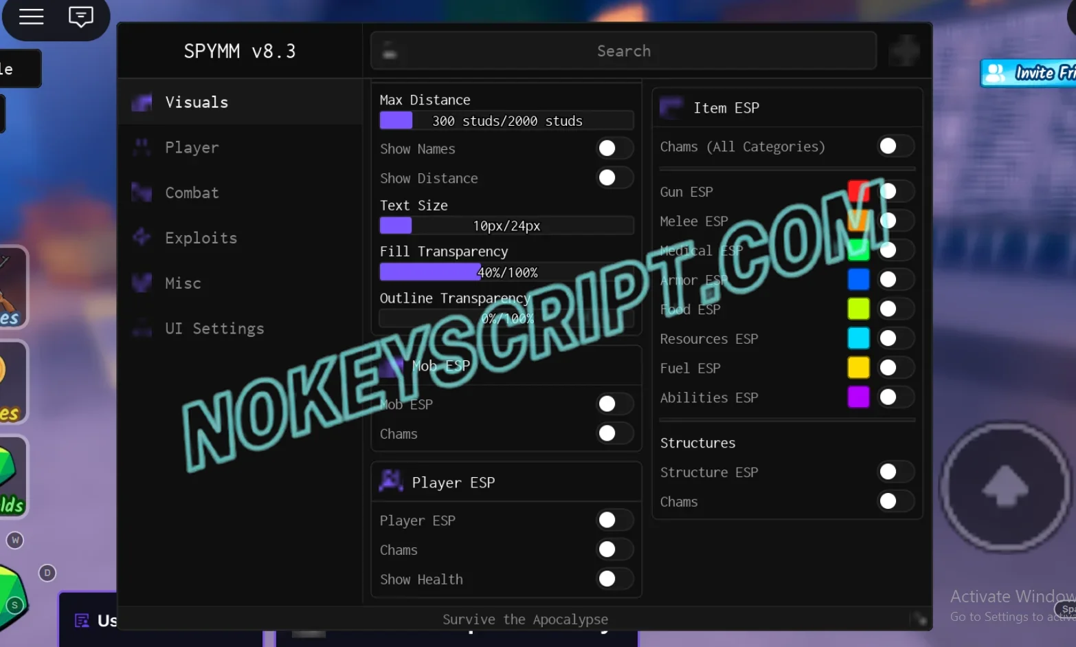 Survive the Apocalypse Script SPYMM Hub [NO KEY] – Aimbot