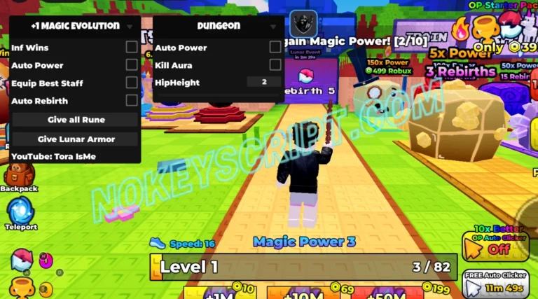 +1 Magic Evolution Script Tora IsMe [No Key] – Auto Power, Kill Aura