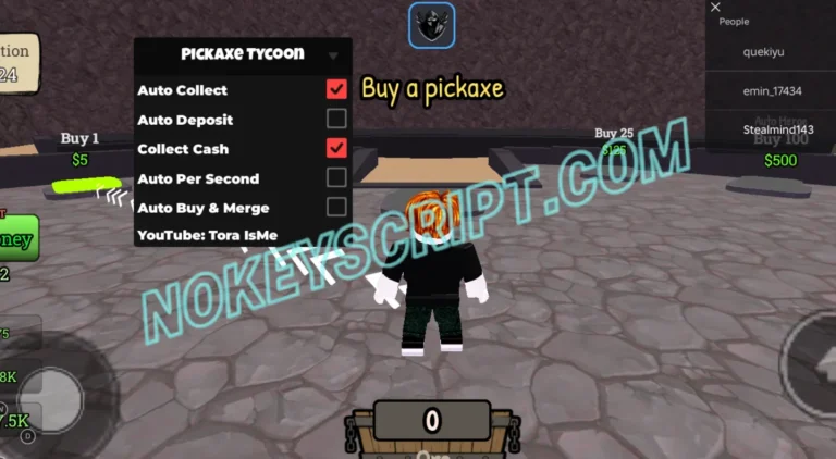 Pickaxe Tycoon Script Tora IsMe [No Key] – Auto Buy and Merge