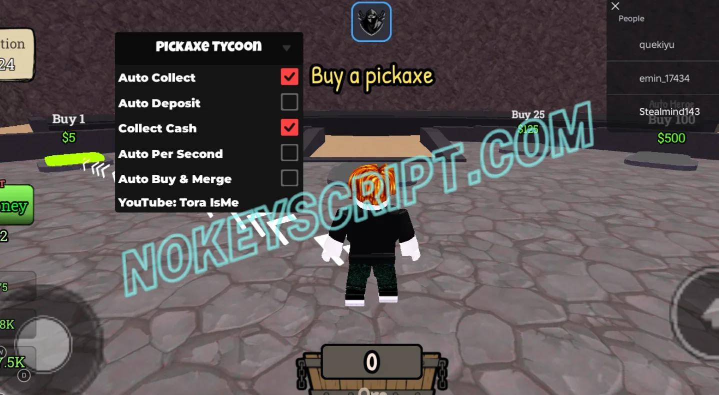 Pickaxe Tycoon Script Tora IsMe [No Key] – Auto Buy and Merge