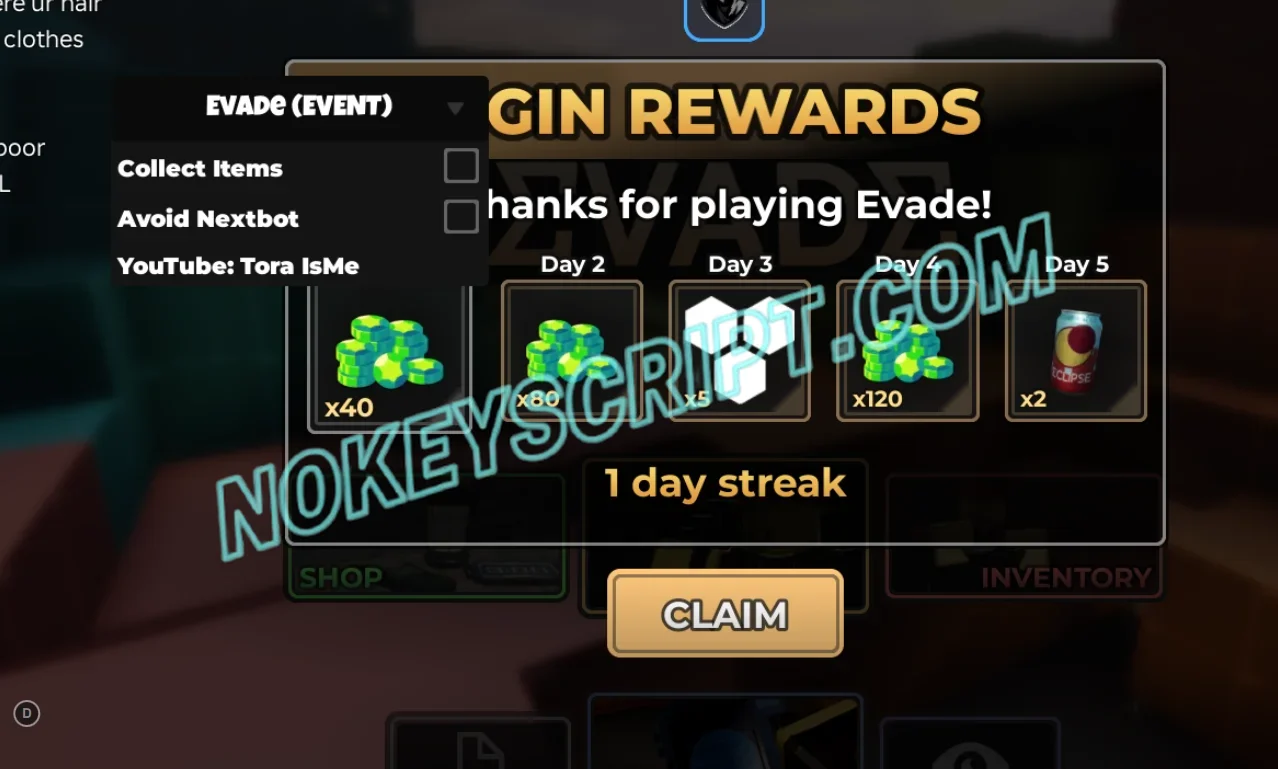 Evade Script Tora IsMe [No Key] – Collect Items, Avoid Nextbot