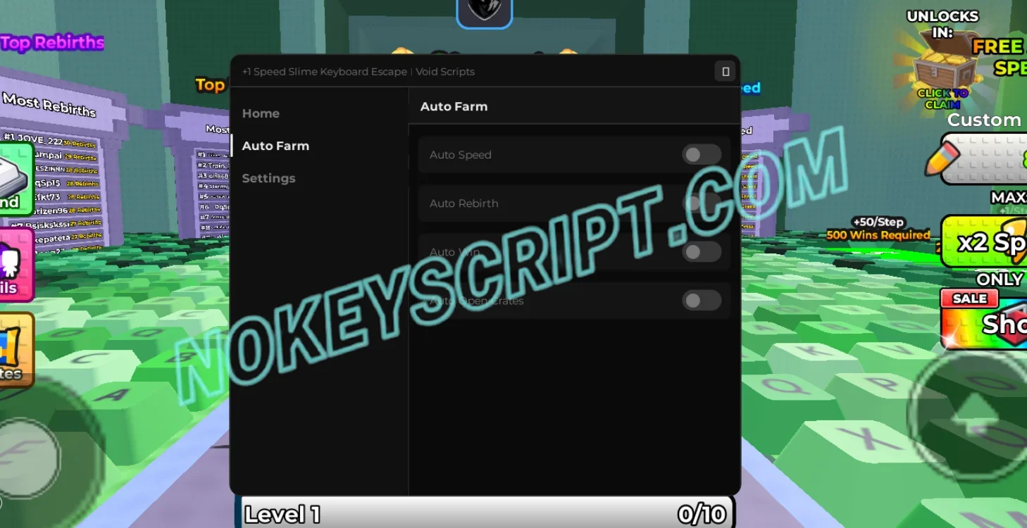 +1 Speed Slime Keyboard Escape Script Void Hub [No Key] – Auto Win