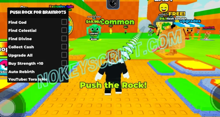Push Rock for Brainrots Script Tora IsMe [No Key] – Find Celestial