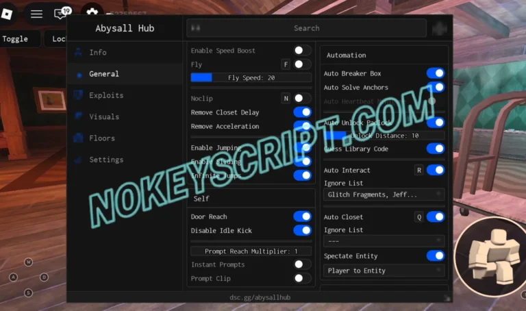 DOORS Script Abysall Hub [No Key] – Door Reach, Auto Farm