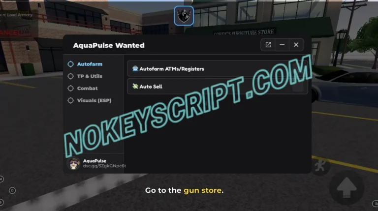 Wanted Script AquaPulse Hub – Auto Farm ATMs, Hitbox Expander