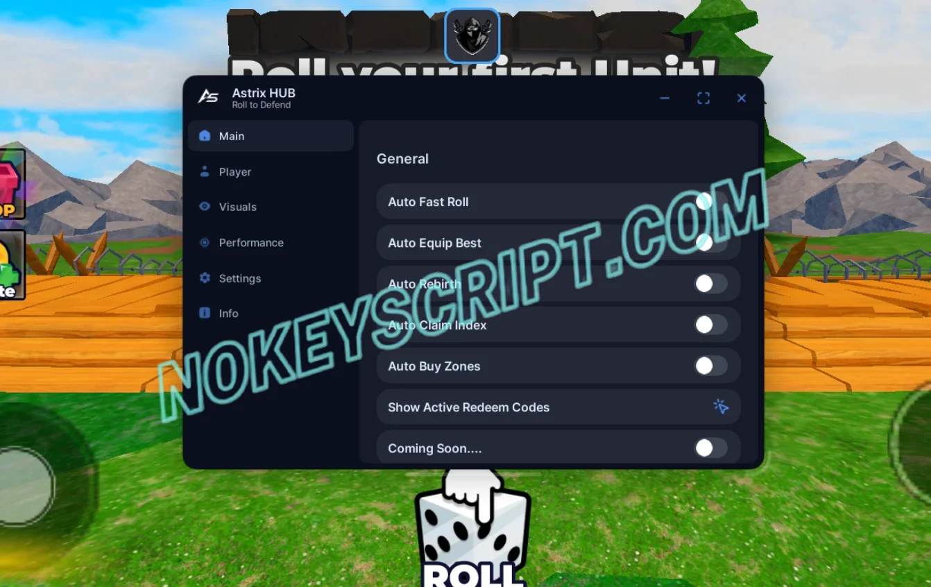 Roll to Defend Script Astrix Hub [No Key] – Auto Fast Roll, Auto Buy Zones