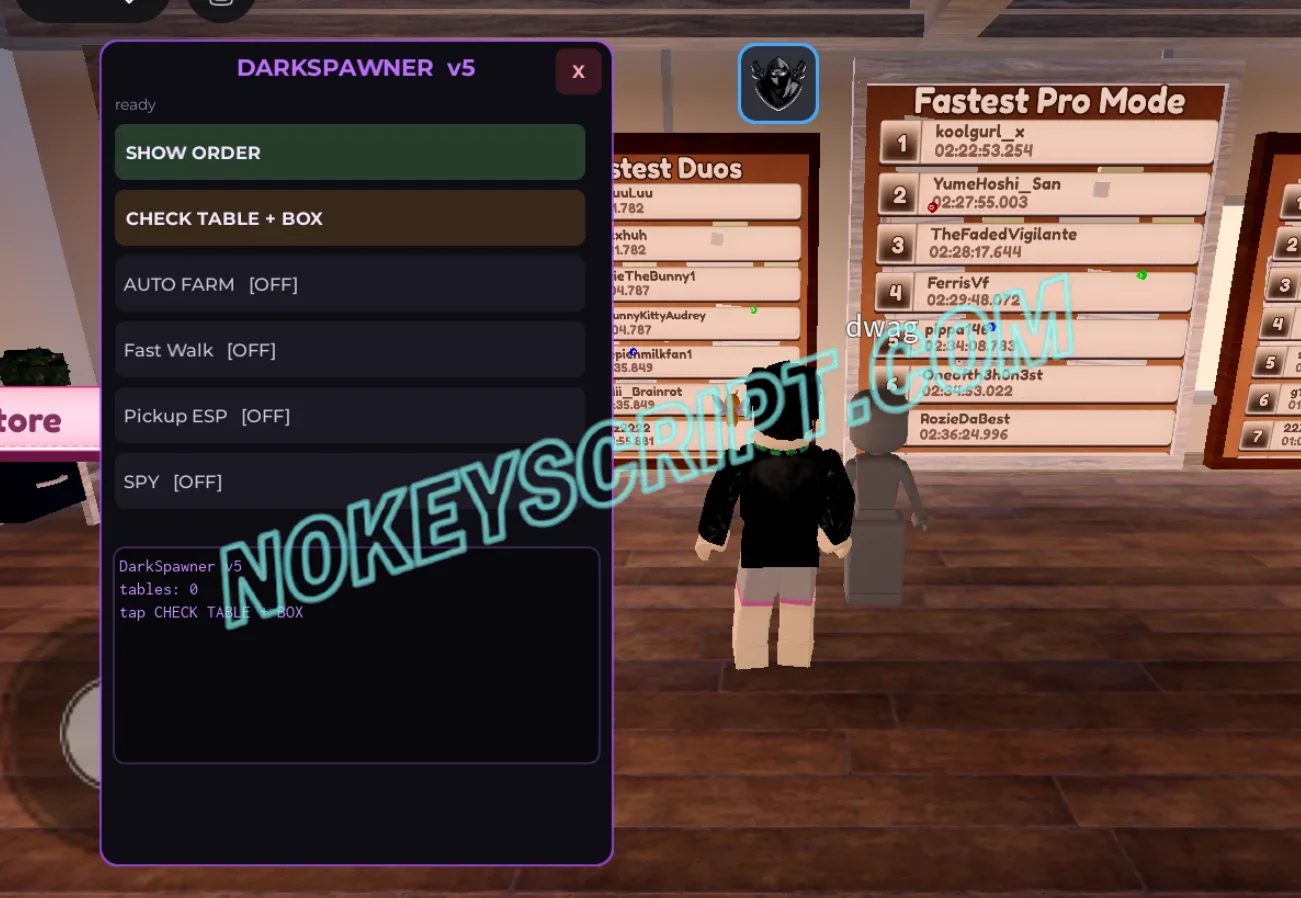 Pack an Order Script DarkSpawner Hub – No Key, Show Order