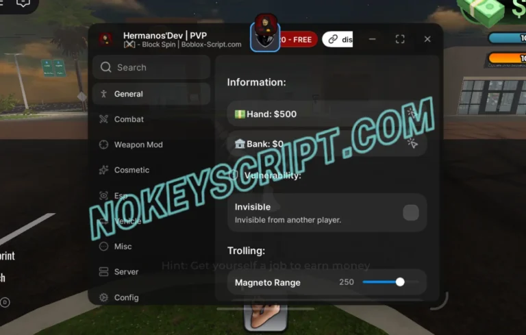 BlockSpin Script Hermanos Hub – Silent Aim, ESP, Invisibility