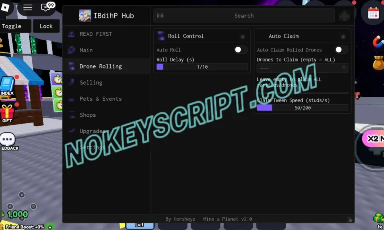 Mine a Planet Script IBdihP Hub [No Key] – Auto Claim Rolled Drones