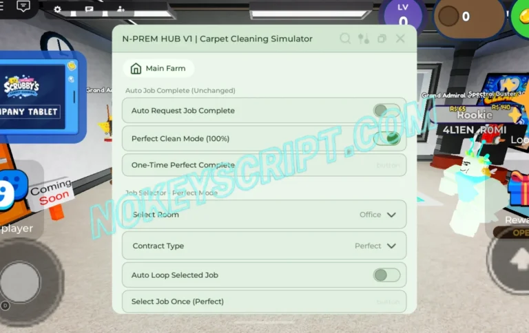 Carpet Cleaning Simulator Script N-Prem Hub [No Key] – Auto Job Complete