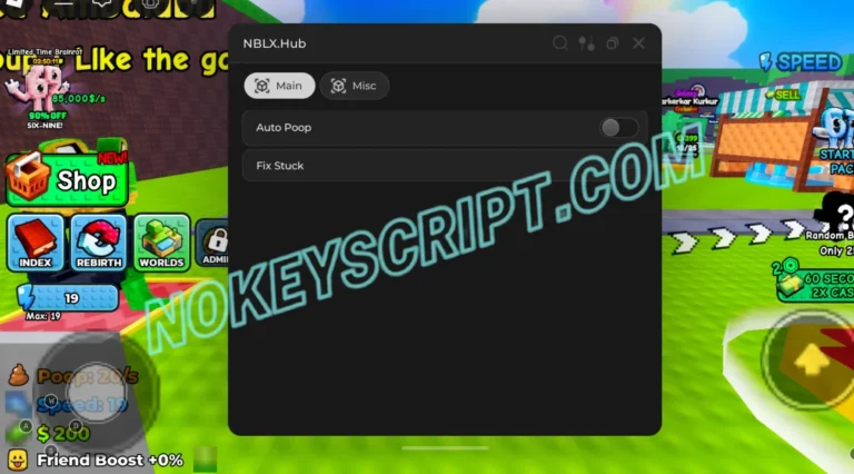 Poop For Brainrots Script NBLX Hub [No Key] – Auto Poop