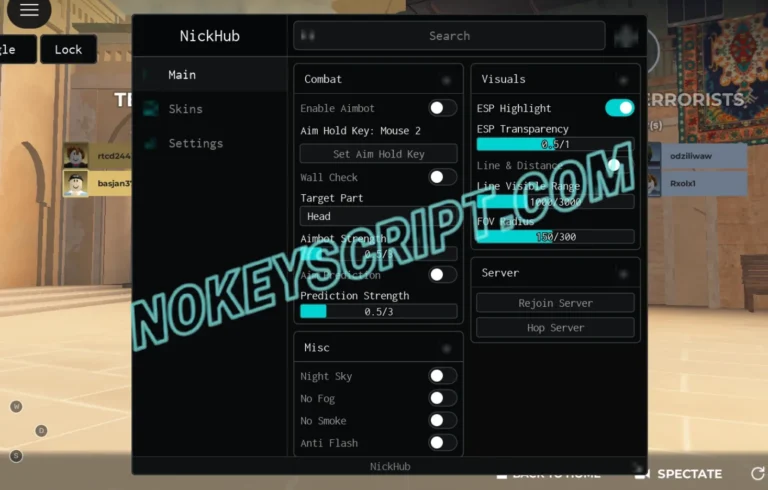 BloxStrike Script Nick Hub – Aimbot, ESP, FOV, No Smoke, Anti Flash