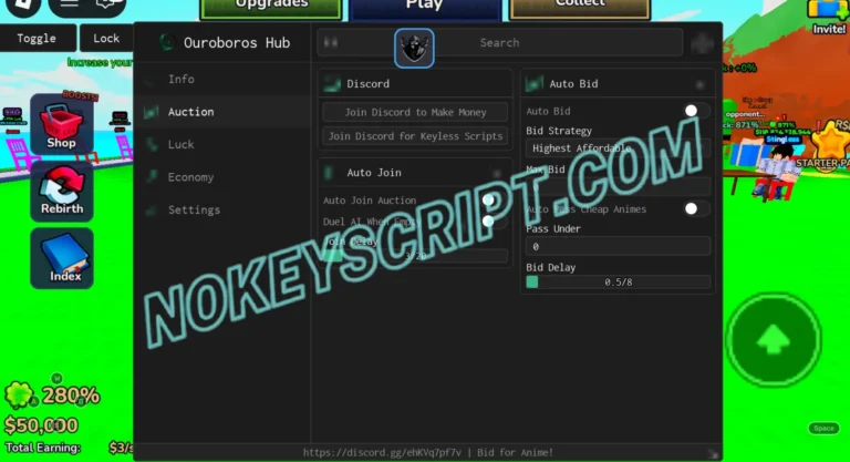 Bid for Anime Script Ouroboros Hub [No Key] – Auto Bid, Auto Buy Luck