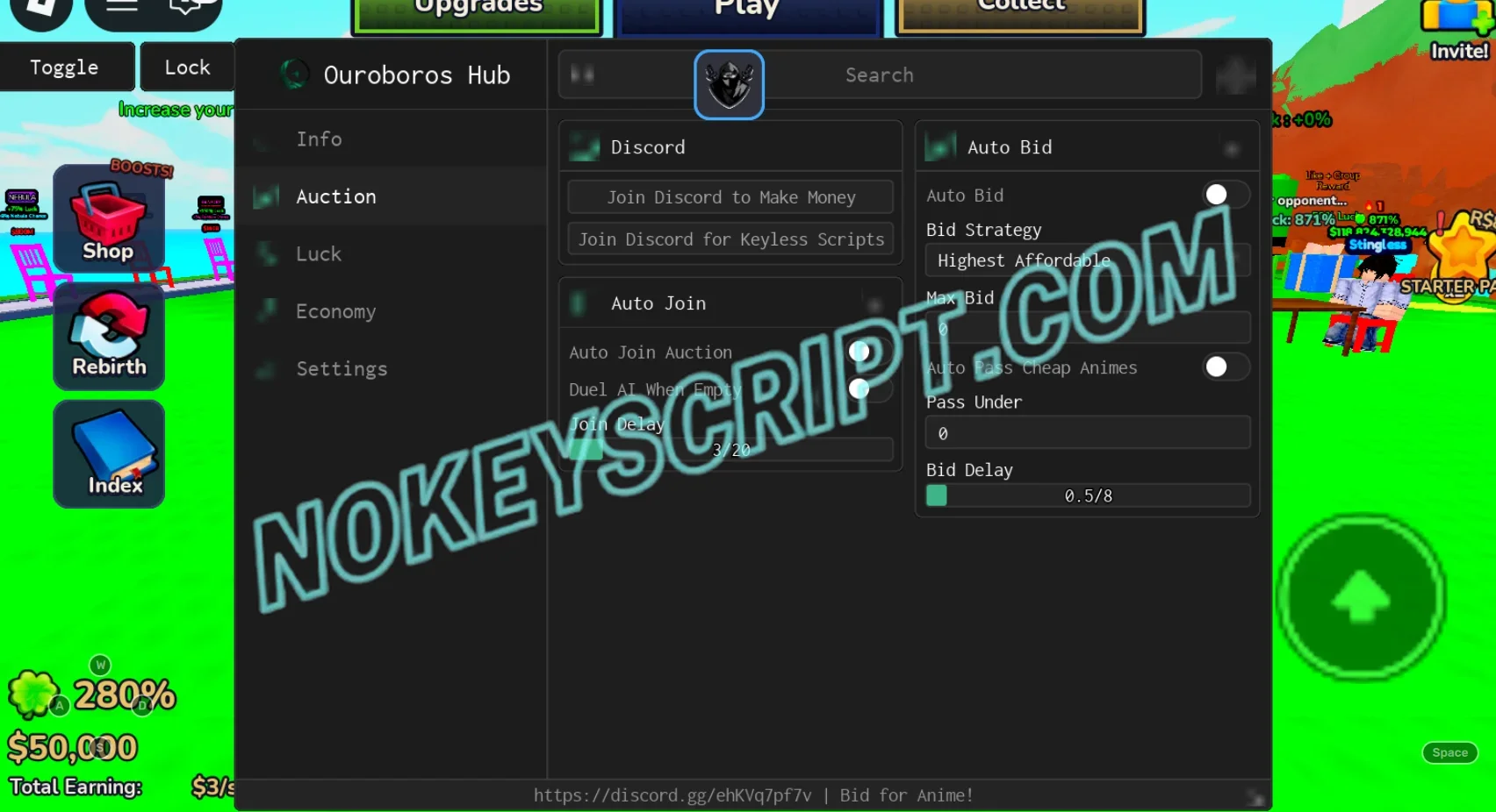Bid for Anime Script Ouroboros Hub [No Key] – Auto Bid, Auto Buy Luck