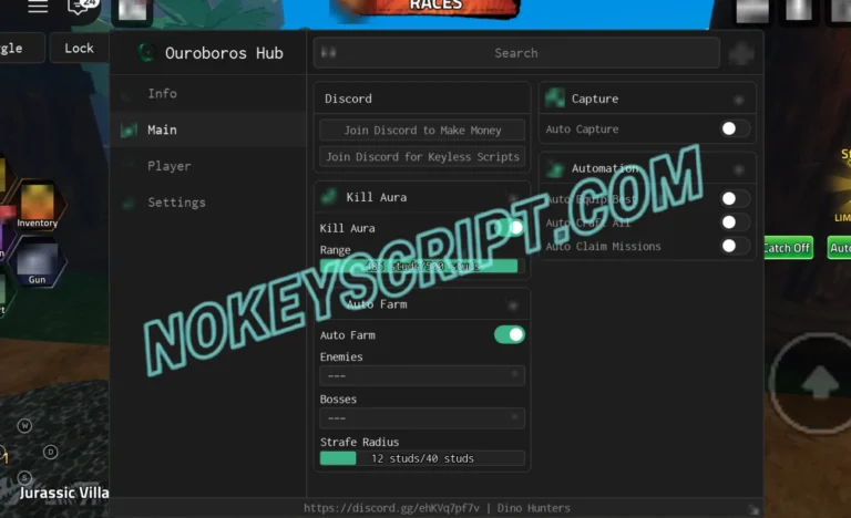 Dino Hunters Script Ouroboros Hub [No Key] – Kill Aura, Auto Farm