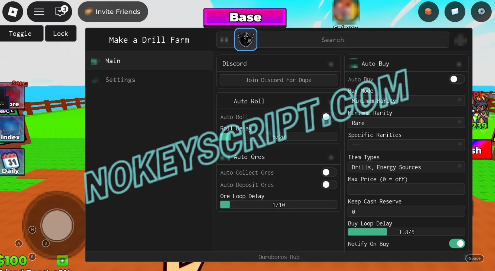 Make a Drill Farm Script Ouroboros Hub [No Key] – Auto Place Drills