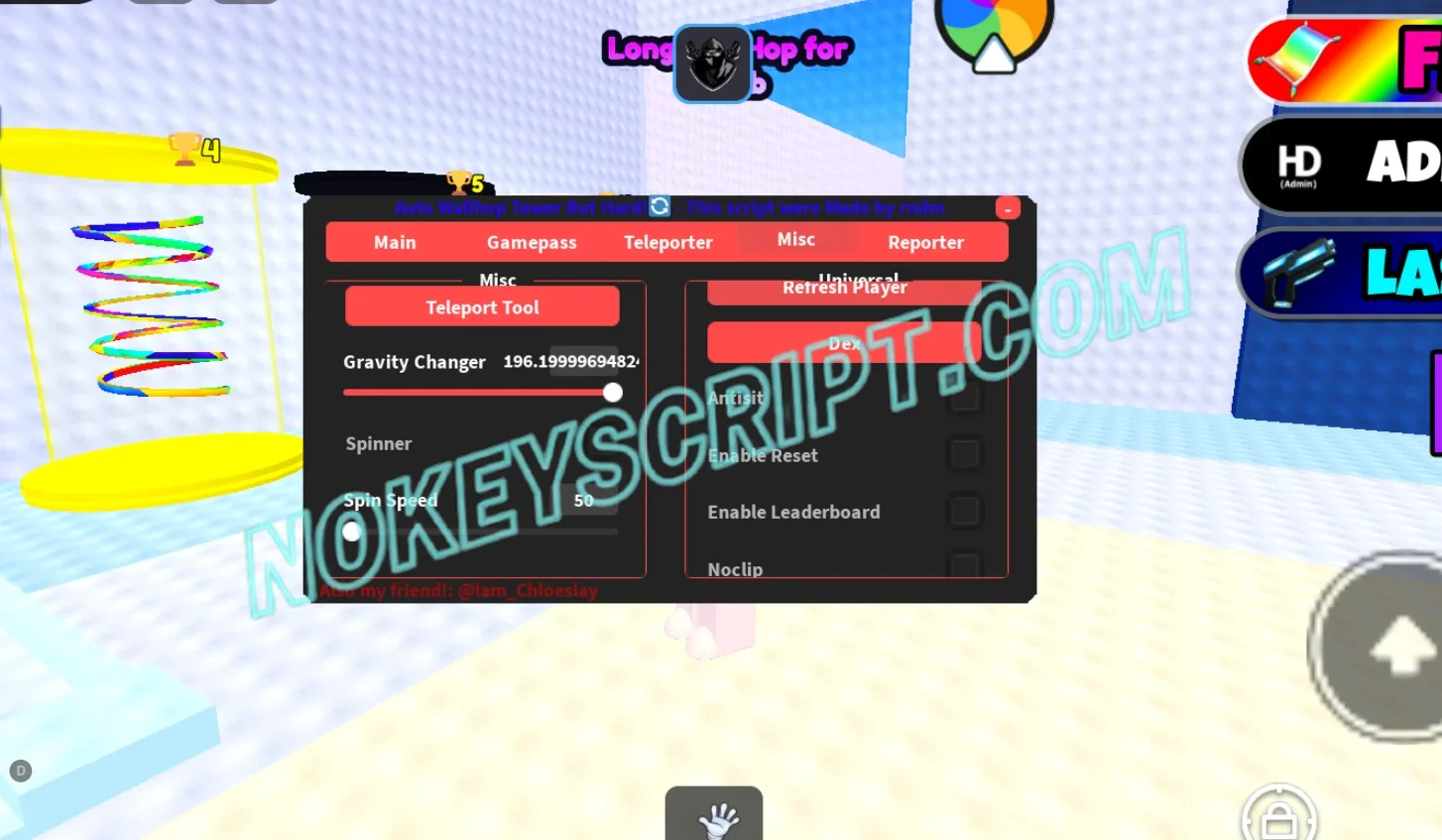 Auto Wallhop Tower But Hard Script RNDM Hub – No Key