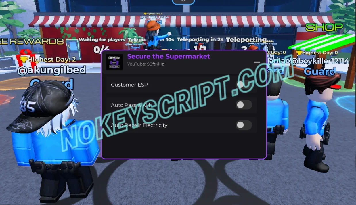 Secure the Supermarket Script S0ftKillz – Auto Pass & Kill