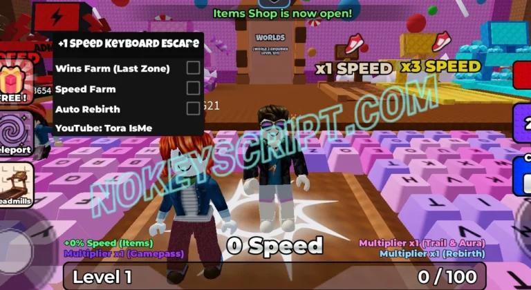 +1 Speed Keyboard Escape Script Tora IsMe [No Key] – Wins Farm