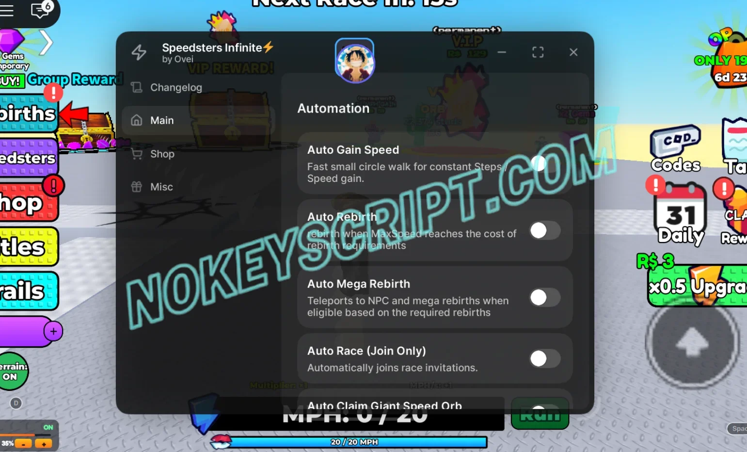 Speedsters Infinite Script Velox Hub – Auto Equip Best Speedster